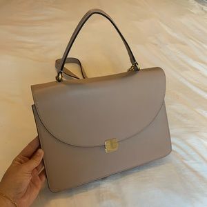 Cuyana top-handle bag, smooth leather, quartz